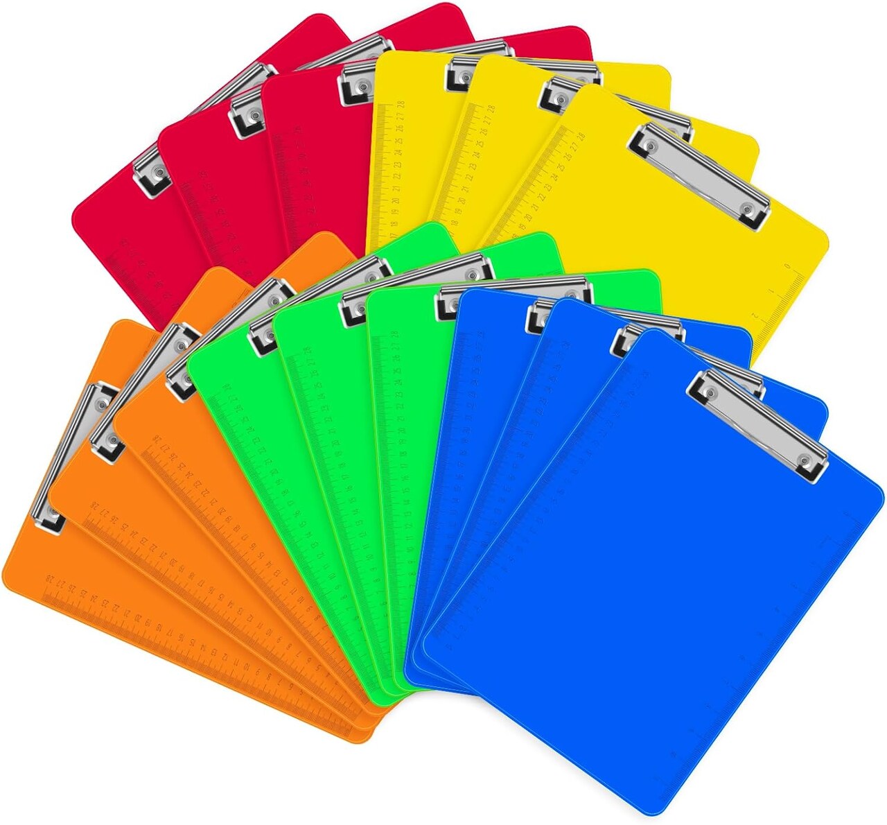 15-Pack Plastic Clipboards – Assorted Colors, A4 Letter Size (12.5×9 in)